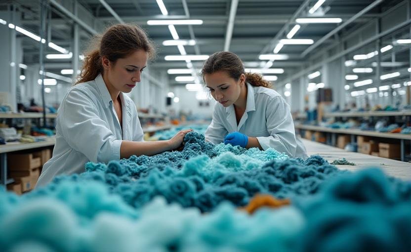A clean, professional textile sorting facility focusing on circularity
